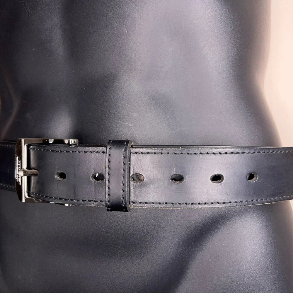 Size 36 Dickies Black Leather Belt Classic Silver Buckle